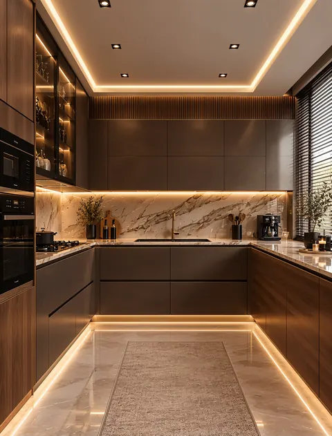 تصميم مطبخ داكن بدرجات الإسبريسو
